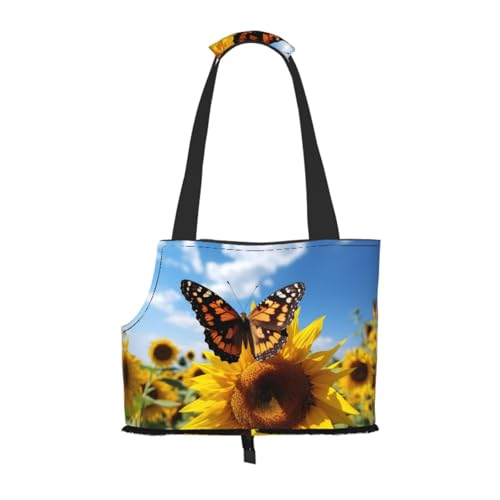 Haustier-Tragetasche, Motiv: Schmetterlinge auf Blumen, für kleine Hunde, Katzen, faltbares Design, Reisen, Haustiere, Picknick, Outdoor Haustier-Tragetasche, Motiv: Schmetterlinge auf Blumen, für kleine Hunde, Katzen, faltbares Design, Reisen, Haustiere, Picknick, Outdoor von YXLymxDAMAI