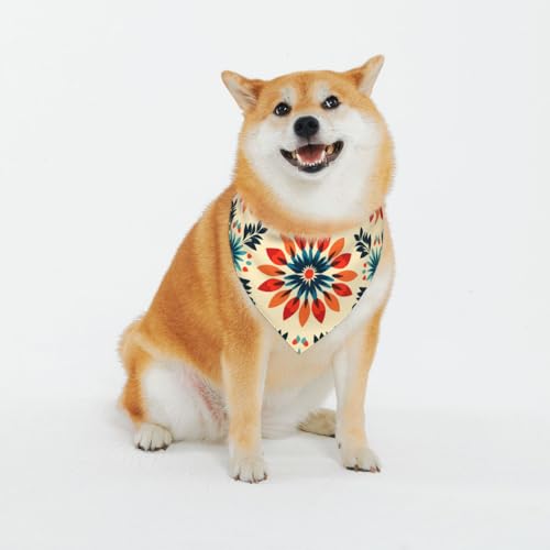 Haustierschal mit geometrischem Blumenmuster für Hunde – Dreiecks-Sabberschal, geeignet für kleine, mittelgroße und große Hunde, schwarz, Hundehalstücher Haustierschal mit geometrischem Blumenmuster für Hunde – Dreiecks-Sabberschal, geeignet für kleine, mittelgroße und große Hunde, schwarz, Hundehalstücher von YXLymxDAMAI