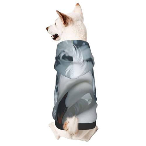 Hunde-Kapuzenpullover mit schönen Schwanenfedern, weich und warm, geeignet für kleine und mittelgroße Hunde und Katzen, Schwarz von YXLymxDAMAI