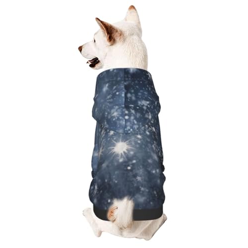 Hunde-Kapuzenpullover mit verstreuten Schneeflocken, weich und warm, geeignet für kleine und mittelgroße Hunde und Katzen, Schwarz Hunde-Kapuzenpullover mit verstreuten Schneeflocken, weich und warm, geeignet für kleine und mittelgroße Hunde und Katzen, Schwarz von YXLymxDAMAI