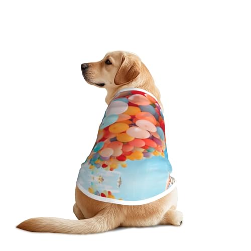 Hundebekleidung mit Ballon im Himmel, atmungsaktiv, weich, modisches und bequemes T-Shirt für mittelgroße und große Hunde Hundebekleidung mit Ballon im Himmel, atmungsaktiv, weich, modisches und bequemes T-Shirt für mittelgroße und große Hunde von YXLymxDAMAI