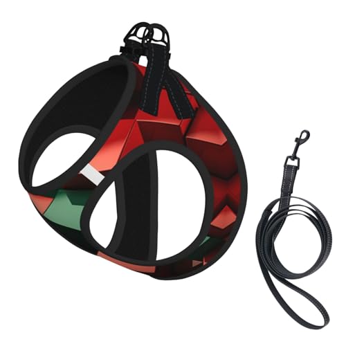 Hundegeschirr Quadratisch Rot Grün - Verstellbares Hundegeschirr mit reflektierendem Design, geeignet für Hunde, Katzen, Wandern, Outdoor-Aktivitäten von YXLymxDAMAI