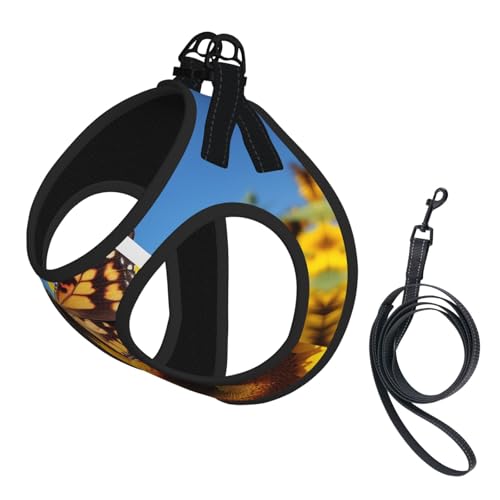 Hundegeschirr Schmetterlinge auf Blumen – Verstellbares Hundegeschirr mit reflektierendem Design, geeignet für Hunde, Katzen, Wandern, Outdoor-Aktivitäten Hundegeschirr Schmetterlinge auf Blumen – Verstellbares Hundegeschirr mit reflektierendem Design, geeignet für Hunde, Katzen, Wandern, Outdoor-Aktivitäten von YXLymxDAMAI
