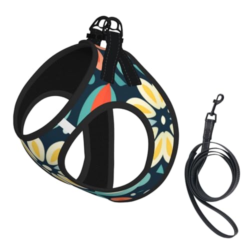 Hundegeschirr mit Flugzeug-Blumenmuster, verstellbares Hundegeschirr mit reflektierendem Design, geeignet für Hunde, Katzen, Wandern, Outdoor-Aktivitäten von YXLymxDAMAI