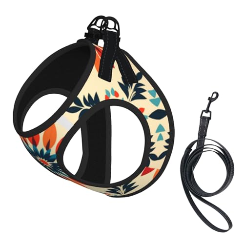 Hundegeschirr mit geometrischem Blumenmuster, verstellbares Hundegeschirr mit reflektierendem Design, geeignet für Hunde, Katzen, Wandern, Outdoor-Aktivitäten von YXLymxDAMAI