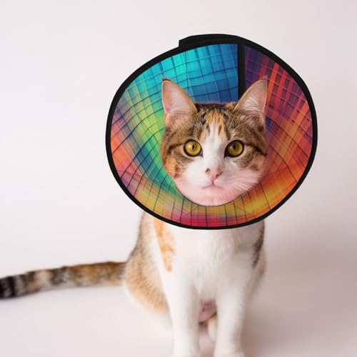 Hundehalsband mit Farbraster, Schutzhalsband für Hunde und Katzen, bequemes Haustier-Genesungshalsband für große und mittelgroße Welpen Hundehalsband mit Farbraster, Schutzhalsband für Hunde und Katzen, bequemes Haustier-Genesungshalsband für große und mittelgroße Welpen von YXLymxDAMAI