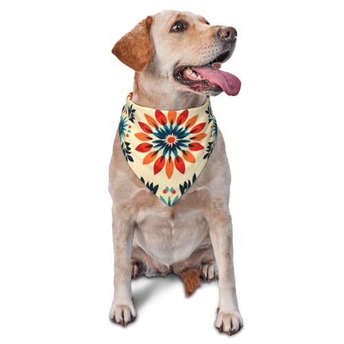 Hundehalstücher mit geometrischem Blumenmuster – Dreieckstuch für Haustiere, geeignet für kleine bis mittelgroße große Hunde und Katzen Hundehalstücher mit geometrischem Blumenmuster – Dreieckstuch für Haustiere, geeignet für kleine bis mittelgroße große Hunde und Katzen von YXLymxDAMAI