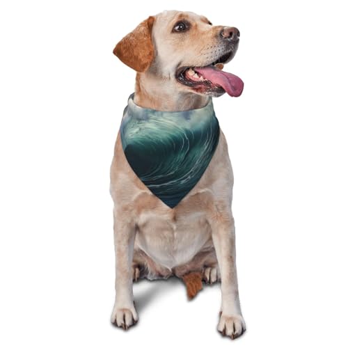 Hundehalstücher mit großen Wellen im Meer, Dreieckstuch für kleine bis mittelgroße und große Hunde und Katzen Hundehalstücher mit großen Wellen im Meer, Dreieckstuch für kleine bis mittelgroße und große Hunde und Katzen von YXLymxDAMAI