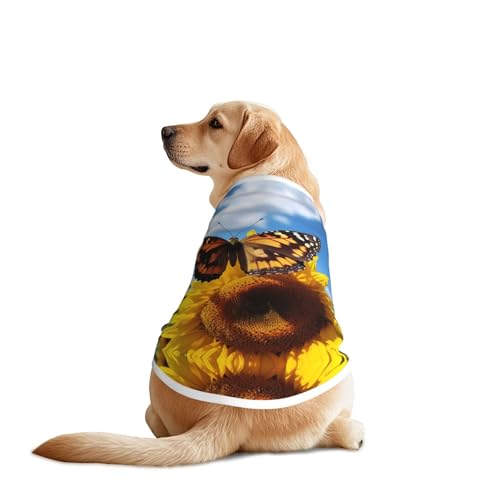 Hundekleidung mit Schmetterlingen auf Blumen, atmungsaktiv, weich, modisches und bequemes T-Shirt für mittelgroße und große Hunde Hundekleidung mit Schmetterlingen auf Blumen, atmungsaktiv, weich, modisches und bequemes T-Shirt für mittelgroße und große Hunde von YXLymxDAMAI