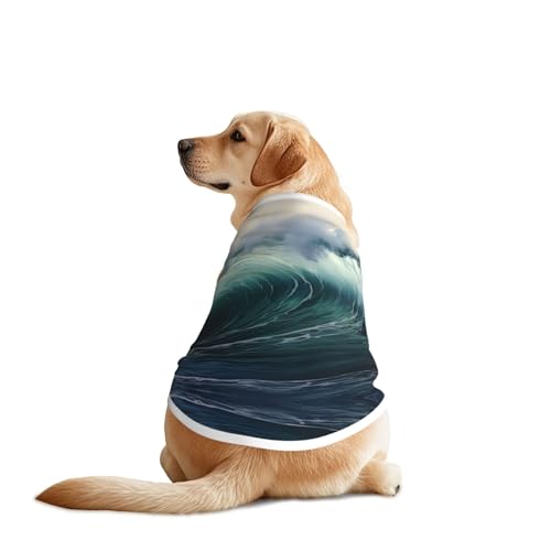 Hundekleidung mit großen Wellen im Meer, atmungsaktiv, weich, modisches und bequemes T-Shirt für mittelgroße und große Hunde Hundekleidung mit großen Wellen im Meer, atmungsaktiv, weich, modisches und bequemes T-Shirt für mittelgroße und große Hunde von YXLymxDAMAI
