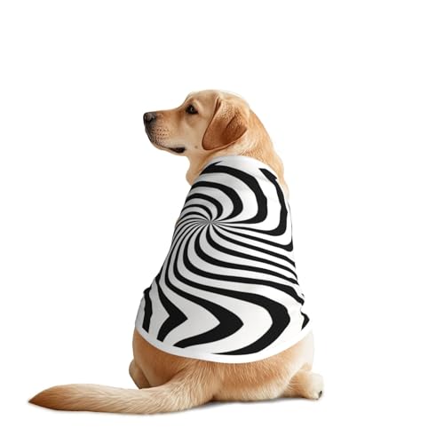 Hundekleidung mit schwindeligen Linien, atmungsaktiv, weich, modisches und bequemes T-Shirt für mittelgroße und große Hunde, Schwarz und Weiß Hundekleidung mit schwindeligen Linien, atmungsaktiv, weich, modisches und bequemes T-Shirt für mittelgroße und große Hunde, Schwarz und Weiß von YXLymxDAMAI