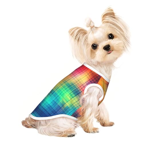 Hundeweste mit farbigem Raster, Sommer-Hundebekleidung, niedliche Haustierkleidung für kleine und mittelgroße Hunde Hundeweste mit farbigem Raster, Sommer-Hundebekleidung, niedliche Haustierkleidung für kleine und mittelgroße Hunde von YXLymxDAMAI