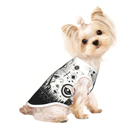Hundeweste mit schwarz-weißem Symbolmuster – Sommer-Hundebekleidung, niedliche Haustierkleidung für kleine und mittelgroße Hunde von YXLymxDAMAI