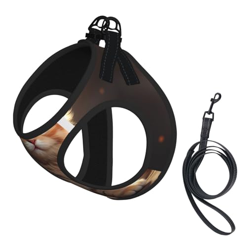 Niedliches Katzen-Hundegeschirr, verstellbares Hundegeschirr mit reflektierendem Design, geeignet für Hunde, Katzen, Wandern und Outdoor-Aktivitäten von YXLymxDAMAI