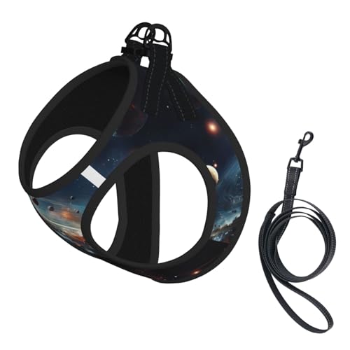 Orbiting Planet Hundegeschirr, verstellbares Hundegeschirr mit reflektierendem Design, geeignet für Hunde, Katzen, Wandern, Outdoor-Aktivitäten von YXLymxDAMAI