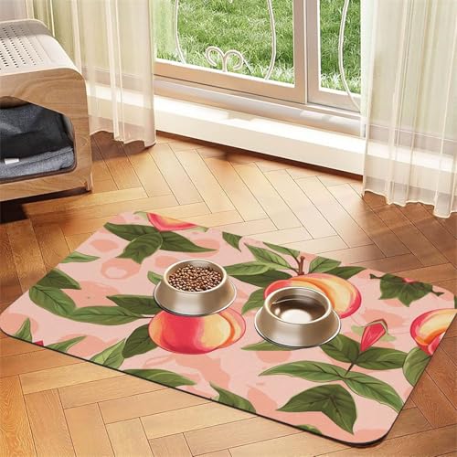 Peaches Haustier-Futtermatte – wiederverwendbare und tragbare Futternapf-Matte für Hunde und Katzen, Futtermatten für Hunde und Katzen enthalten verschüttete Flüssigkeiten, schützt Böden von YXLymxDAMAI