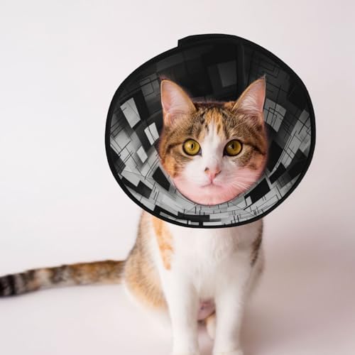 Quadratisches Hundehalsband in Schwarz und Weiß, Schutzhalsband für Hunde und Katzen, bequemes Genesungshalsband für große und mittelgroße Welpen Quadratisches Hundehalsband in Schwarz und Weiß, Schutzhalsband für Hunde und Katzen, bequemes Genesungshalsband für große und mittelgroße Welpen von YXLymxDAMAI
