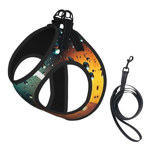 Raindrops in The Sky Hundegeschirr, verstellbares Hundegeschirr mit reflektierendem Design, geeignet für Hunde, Katzen, Wandern und Outdoor-Aktivitäten von YXLymxDAMAI