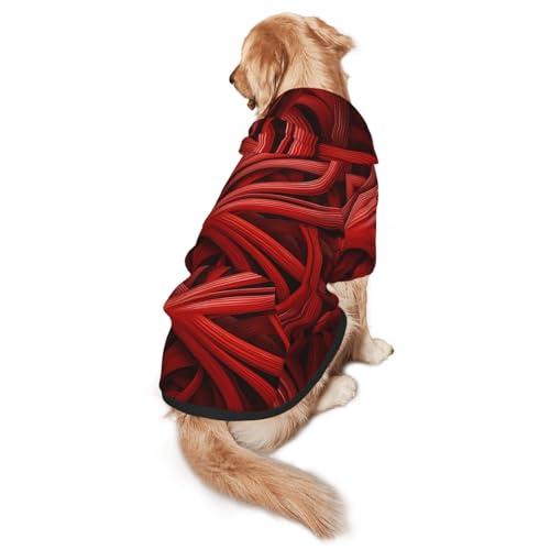 Red Curved Line Hunde-Kapuzenpullover – Hoodie für mittelgroße und große Hunde – Haustier-Wintermantel, Schwarz von YXLymxDAMAI