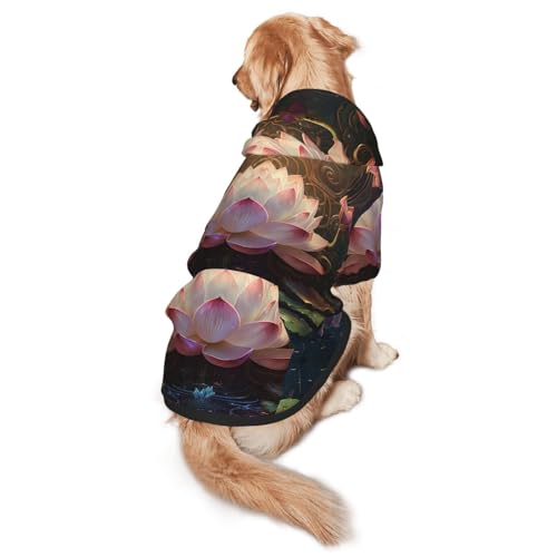 River Lotus Hunde-Kapuzenpullover für mittelgroße und große Hunde, Haustier-Wintermantel, Schwarz von YXLymxDAMAI