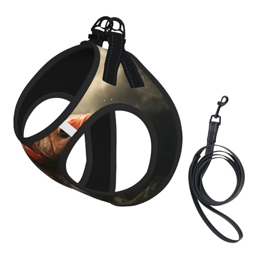 Schönes Koi-Fisch-Hundegeschirr, verstellbares Hundegeschirr mit reflektierendem Design, geeignet für Hunde, Katzen, Wandern und Outdoor-Aktivitäten von YXLymxDAMAI