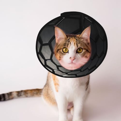 Schwarzes sechseckiges Gitter-Hundekegelhalsband – Schutzhalsband für Hunde und Katzen, bequemes Haustier-Genesungshalsband für große und mittelgroße Welpen von YXLymxDAMAI