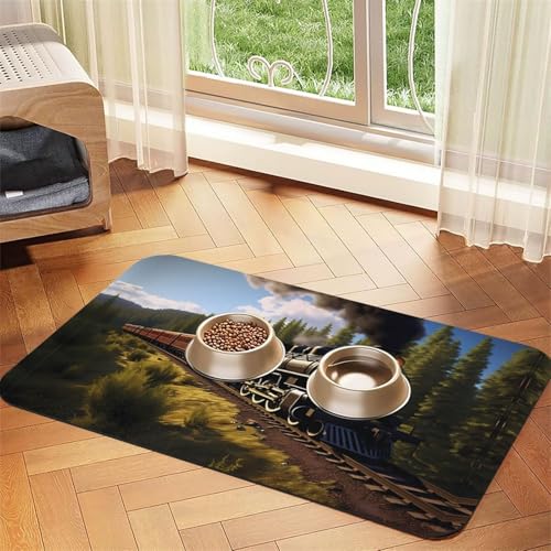 Service Train Pet Feeding Mat - Wiederverwendbare und tragbare Futternapf-Matte für Hunde und Katzen, Hunde- und Katzenfuttermatten enthalten verschüttete Flüssigkeiten, schützt Böden von YXLymxDAMAI