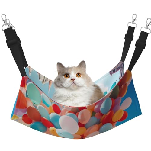 YXLymxDAMAI Balloon in The Sky Katzenhängemattenbett – Haustierkäfig-Hängematte mit verstellbaren Riemen, geeignet für Katzen, Frettchen, Welpen oder kleine Haustiere von YXLymxDAMAI