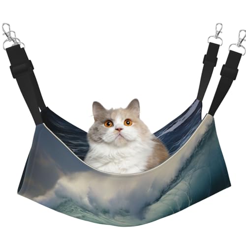 YXLymxDAMAI Big Waves in The Sea Katzenhängemattenbett – Haustierkäfig-Hängematte mit verstellbaren Riemen, geeignet für Katzen, Frettchen, Welpen oder kleine Haustiere YXLymxDAMAI Big Waves in The Sea Katzenhängemattenbett – Haustierkäfig-Hängematte mit verstellbaren Riemen, geeignet für Katzen, Frettchen, Welpen oder kleine Haustiere von YXLymxDAMAI