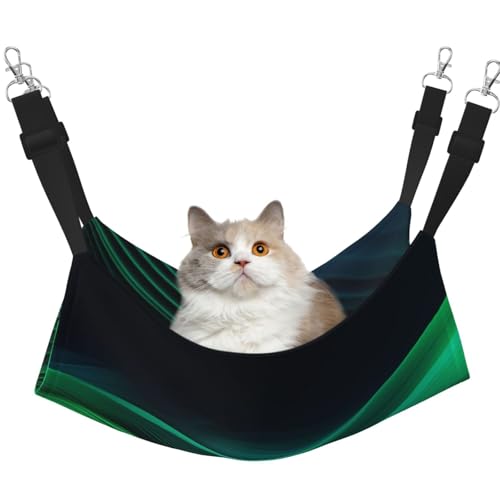 YXLymxDAMAI Green Line Katzenhängemattenbett – Haustierkäfig-Hängematte mit verstellbaren Riemen, geeignet für Katzen, Frettchen, Welpen oder kleine Haustiere von YXLymxDAMAI