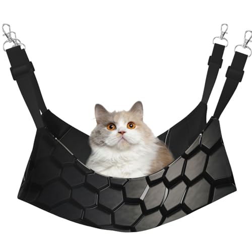 YXLymxDAMAI Katzen-Hängemattenbett mit sechseckigem Gitter, Schwarz – Haustierkäfig-Hängematte mit verstellbaren Riemen, geeignet für Katzen, Frettchen, Welpen oder kleine Haustiere YXLymxDAMAI Katzen-Hängemattenbett mit sechseckigem Gitter, Schwarz – Haustierkäfig-Hängematte mit verstellbaren Riemen, geeignet für Katzen, Frettchen, Welpen oder kleine Haustiere von YXLymxDAMAI