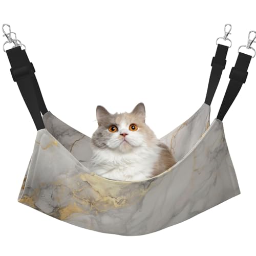 YXLymxDAMAI Katzen-Hängemattenbett mit verstellbaren Riemen, geeignet für Katzen, Frettchen, Welpen oder kleine Haustiere, Grau / goldfarben YXLymxDAMAI Katzen-Hängemattenbett mit verstellbaren Riemen, geeignet für Katzen, Frettchen, Welpen oder kleine Haustiere, Grau / goldfarben von YXLymxDAMAI