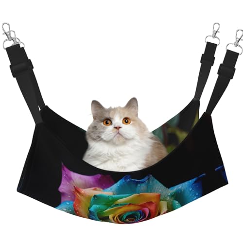 YXLymxDAMAI Katzenhängematte mit bunten Blumen – Haustierkäfig-Hängematte mit verstellbaren Riemen, geeignet für Katzen, Frettchen, Welpen oder kleine Haustiere YXLymxDAMAI Katzenhängematte mit bunten Blumen – Haustierkäfig-Hängematte mit verstellbaren Riemen, geeignet für Katzen, Frettchen, Welpen oder kleine Haustiere von YXLymxDAMAI