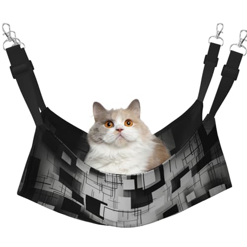 YXLymxDAMAI Quadratisches Katzenhängemattenbett in Schwarz und Weiß – Haustierkäfig-Hängematte mit verstellbaren Riemen, geeignet für Katzen, Frettchen, Welpen oder kleine Haustiere YXLymxDAMAI Quadratisches Katzenhängemattenbett in Schwarz und Weiß – Haustierkäfig-Hängematte mit verstellbaren Riemen, geeignet für Katzen, Frettchen, Welpen oder kleine Haustiere von YXLymxDAMAI