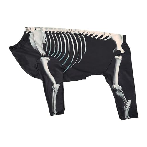 Halloween-Totenkopf-Hundekostüme, lustiges Hunde-Skelett-Druck, Sweatshirt, modischer Haustier-Kapuzenpullover, Hunde-Overall, Skelett-Kostüme, Welpen, Hund, Katze, Cosplay-Zubehör von YXRRVING