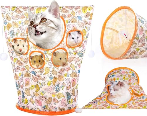 Katzentunneltaschen für Indoor-Katzen, faltbar, selbstinteraktives Spielzeug, Katzenschlauch-Tunnel, gelangweiltes Spielzeug, Katzenbohrtasche, Spielzeug mit Plüschball, Knisterpapier, interaktives von YXRRVING