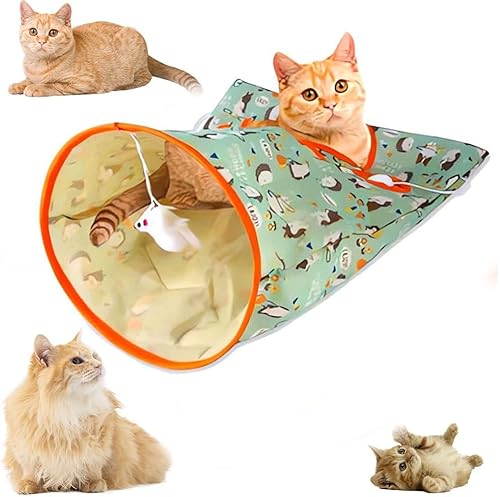 Katzentunneltaschen für Indoor-Katzen, faltbar, selbstinteraktives Spielzeug, Katzenschlauch-Tunnel, gelangweiltes Spielzeug, Katzenbohrtasche, Spielzeug mit Plüschball, Knisterpapier, interaktives von YXRRVING