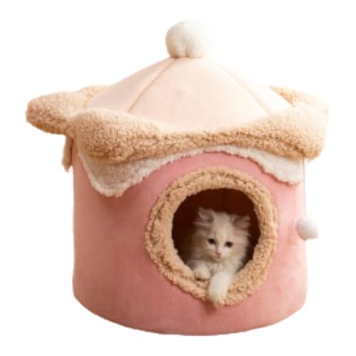 Katzenbett, Indoor-Katzenbett, bequemes Katzenhaus, bequemes Hundehaus, Indoor-Hundehaus, niedliches Eiscreme-Cartoon-Katzenhaus (Rosa, M) von YXthognyx