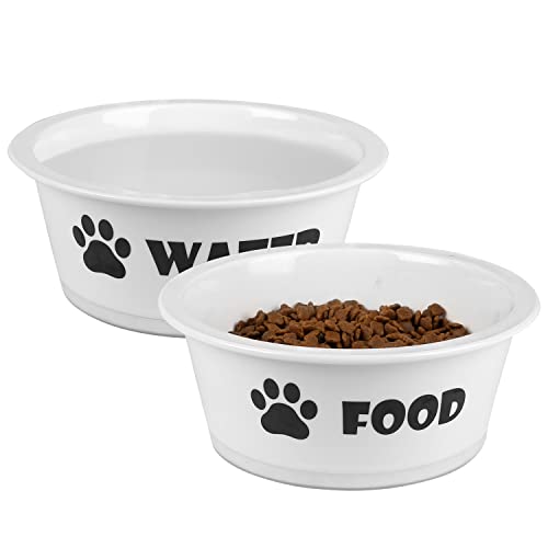 FOREYY Set mit 2 Keramik-Schüsseln für Hunde und Katzen, für Futter und Wasser, mit rutschfestem Band, spülmaschinenfest und mikrowellengeeignet (groß) von YY FOREYY