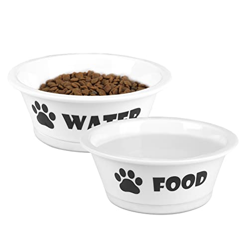 FOREYY Set mit 2 Keramik-Schüsseln für Hunde und Katzen, für Futter und Wasser, mit rutschfestem Band, spülmaschinenfest und mikrowellengeeignet (klein) von YY FOREYY