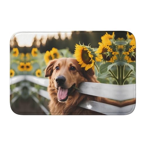 Bodenmatte mit Schlossrand, 40 x 60 YYHWHJDE süßes Hunde-Sonnenblumenmuster, rutschfeste Unterseite, ideal leicht zu reinigen und resistent gegen Verblassen Bodenmatte mit Schlossrand, 40 x 60 YYHWHJDE süßes Hunde-Sonnenblumenmuster, rutschfeste Unterseite, ideal leicht zu reinigen und resistent gegen Verblassen von YYHWHJDE