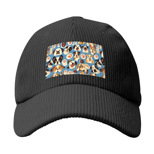Modische Baseballkappe, Herren, Damen, Cord, Hund, Tier, Haustier, Pfotenabdruck, Schwarz Modische Baseballkappe, Herren, Damen, Cord, Hund, Tier, Haustier, Pfotenabdruck, Schwarz von YYHWHJDE