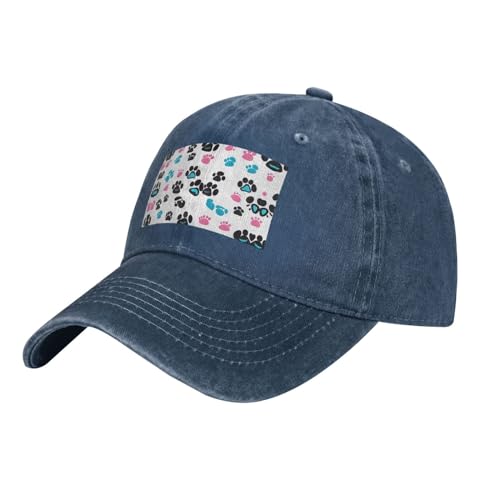 Navy Blue YYHWHJDE Dog Pet Paw Pattern Adult Classic Denim Hat : Comfortable, light Unisex Suitable for outdoor sports Activity von YYHWHJDE