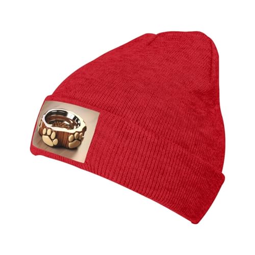 Warme Strickmütze, niedlicher Hundenapf, Pfotenbild, weich, gute Elastizität, geeignet für den täglichen und Outdoor-Sport, Rot Warme Strickmütze, niedlicher Hundenapf, Pfotenbild, weich, gute Elastizität, geeignet für den täglichen und Outdoor-Sport, Rot von YYHWHJDE