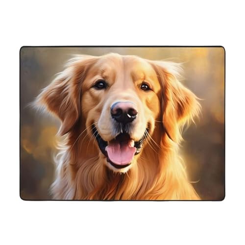 YYHWHJDE Hübscher Golden Retriever Hundeteppich, 160 x 121,9 cm, weich im Griff, feiner Samt, waschbar, verschleißfest von YYHWHJDE