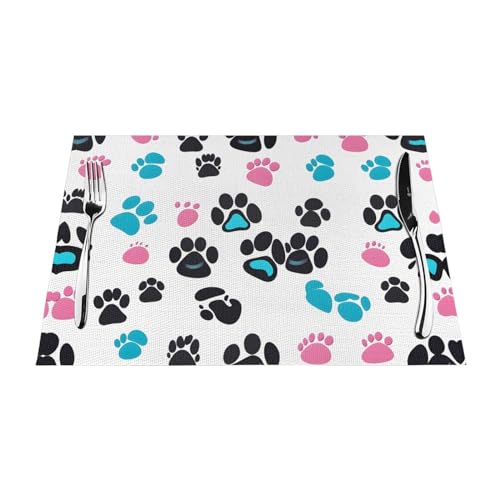 YYHWHJDE Hunde-Tierpfoten-Tischset, gewebt, PVC, hitzebeständig, farbecht, rutschfest und leicht zu reinigen YYHWHJDE Hunde-Tierpfoten-Tischset, gewebt, PVC, hitzebeständig, farbecht, rutschfest und leicht zu reinigen von YYHWHJDE