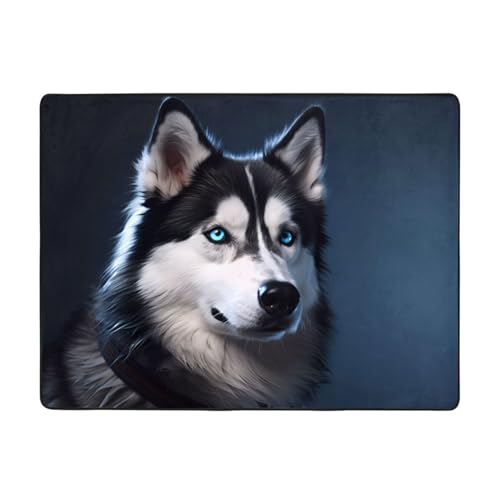 YYHWHJDE Husky Hundeteppich, 160 x 121,9 cm, weich, feiner Samt, waschbar, verschleißfest, keine Fusseln von YYHWHJDE