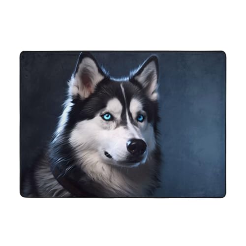 YYHWHJDE Husky Hundeteppich, 203,2 x 147,3 cm, weich, feiner Samt, waschbar, verschleißfest, keine Fusseln von YYHWHJDE