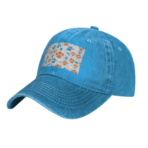 YYHWHJDE Klassischer Denim-Hut mit Tierpfotenmuster, für Erwachsene, bequem, leicht, Unisex, geeignet für Outdoor-Sport, Reisen YYHWHJDE Klassischer Denim-Hut mit Tierpfotenmuster, für Erwachsene, bequem, leicht, Unisex, geeignet für Outdoor-Sport, Reisen von YYHWHJDE