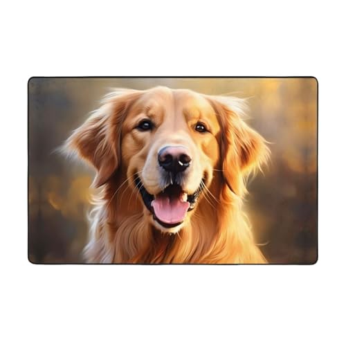 YYHWHJDE Lovely Golden Retriever Hundeteppich, 152,4 x 99,1 cm, weich, feiner Samt, waschbar, verschleißfest, keine Fusseln von YYHWHJDE